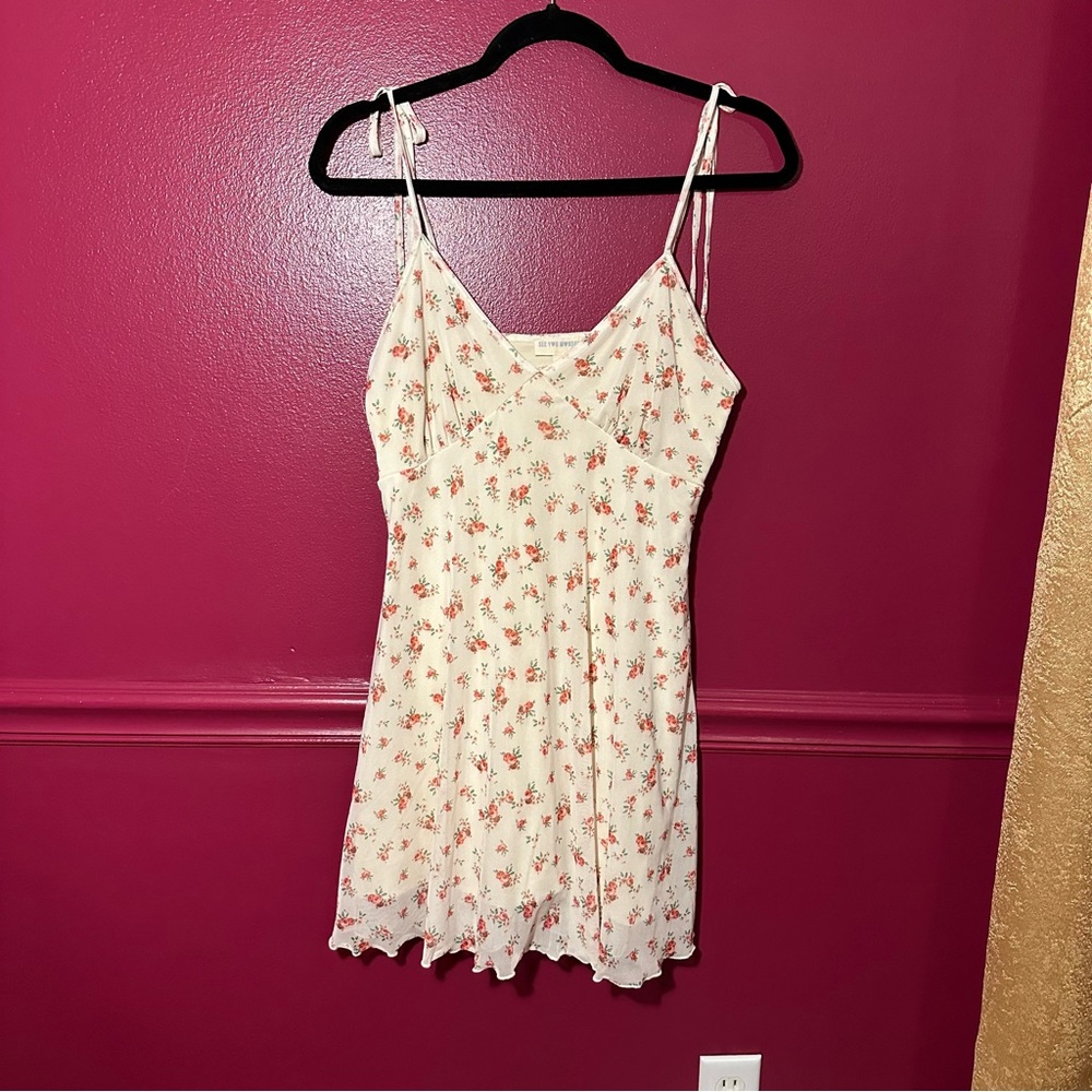 See You Monday Floral Spaghetti Strap Babydoll Dress